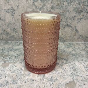 Pink Beaded Glass Candle